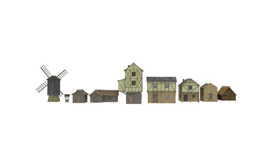Medieval building pack Free low-poly 3D model_0