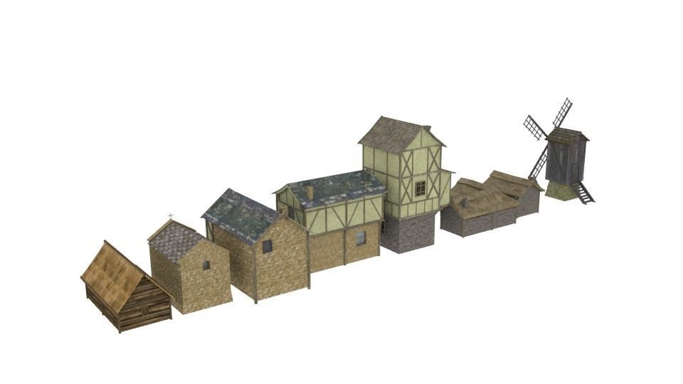 Medieval building pack Free low-poly 3D model_4