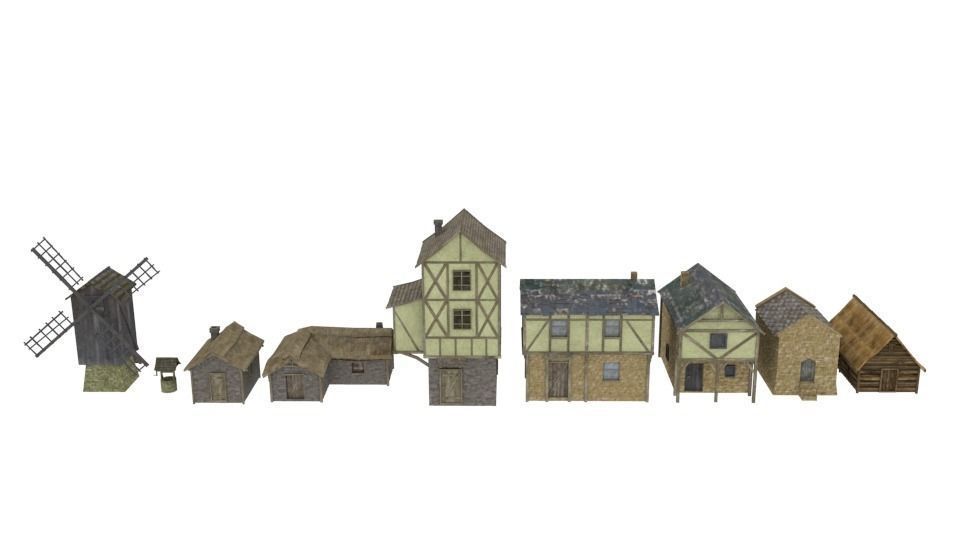 Medieval building pack Free low-poly 3D model_2