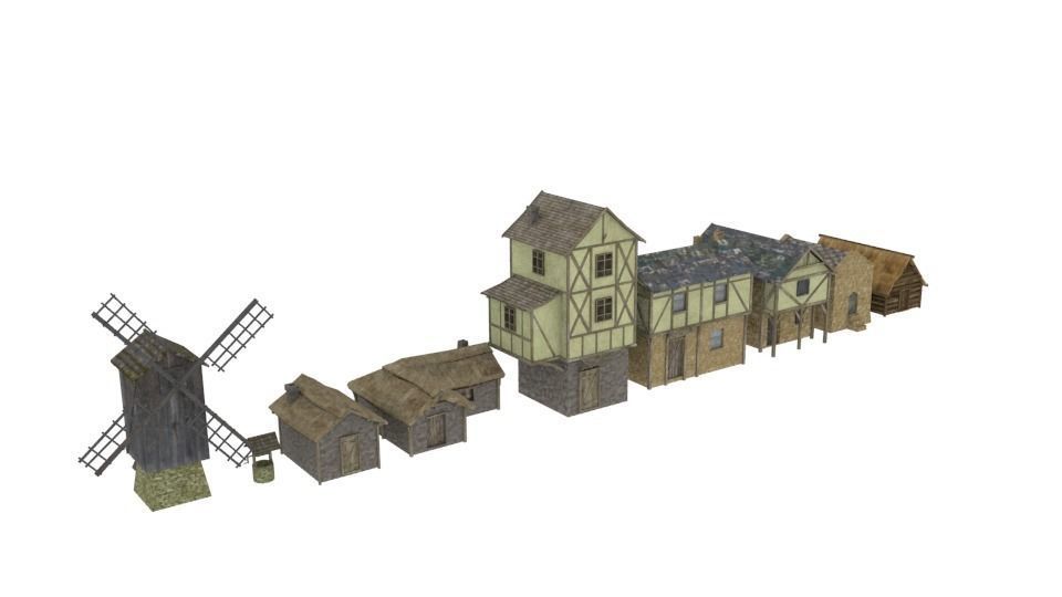 Medieval building pack Free low-poly 3D model_1