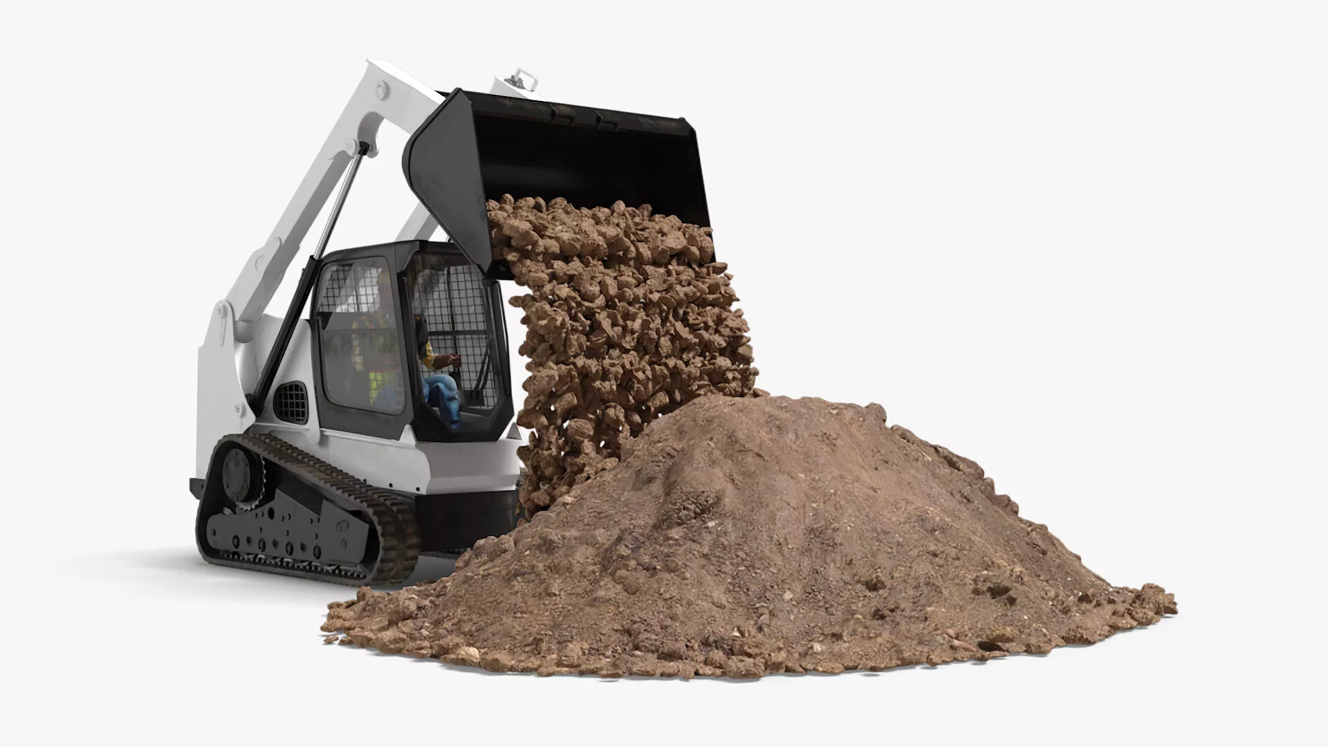 Skid Steer Loader with Operator and Pile of Soil Rigged for Maya 3D model