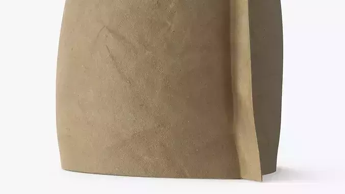Resealable Kraft Packaging Bag with Gusset Brown 3D model 6