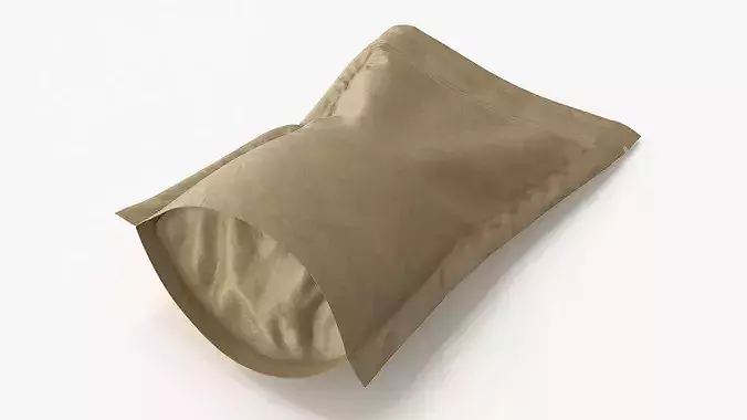 Resealable Kraft Packaging Bag with Gusset Brown 3D model 5