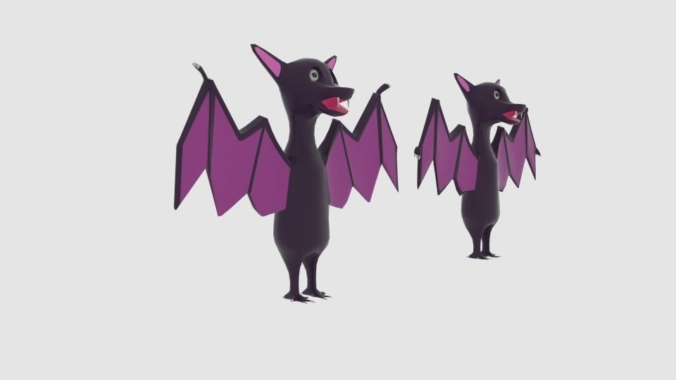 Cartoon Bat Low-poly 3D model_2