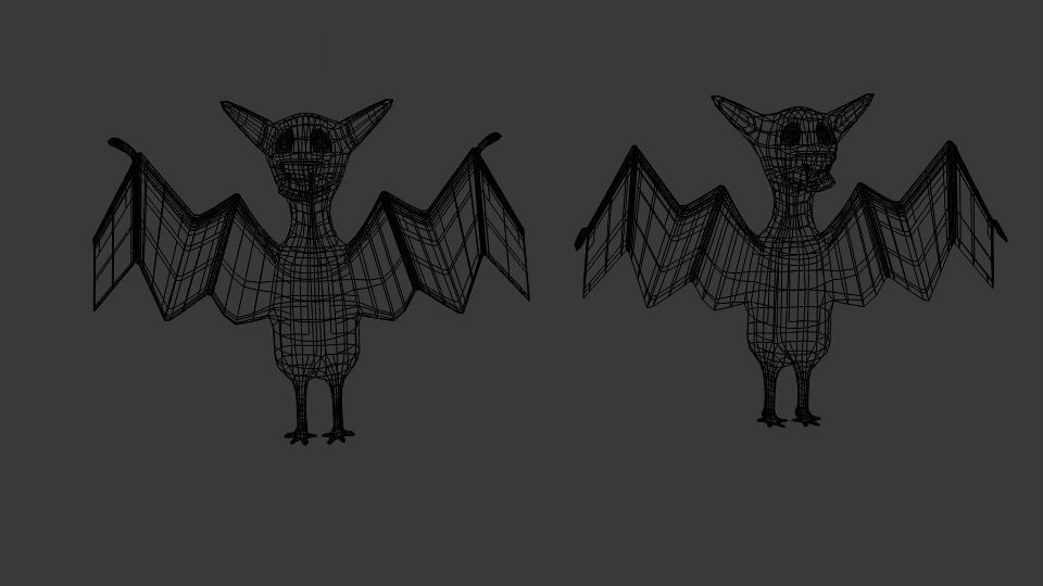 Cartoon Bat Low-poly 3D model_3