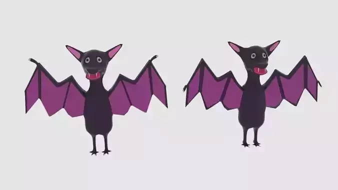  Cartoon Bat  Low-poly 3D model
