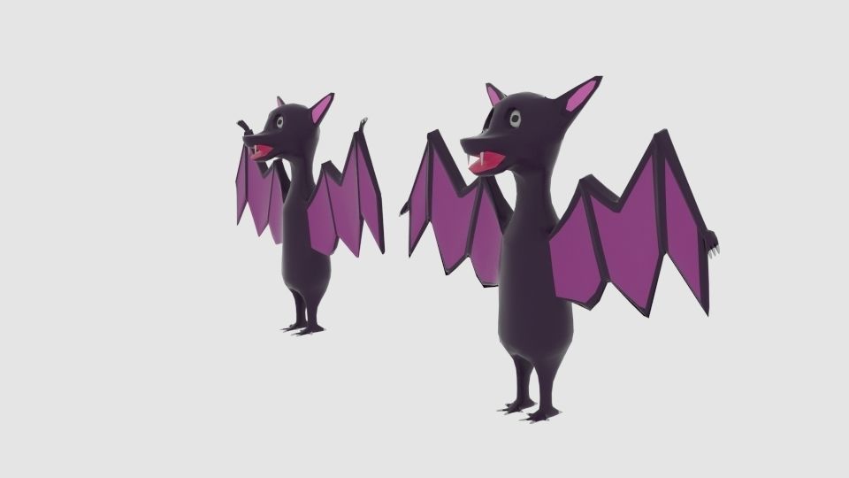 Cartoon Bat Low-poly 3D model_5