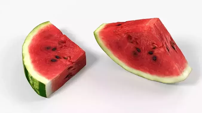 Fresh Cut Watermelon Wedge with Rind 3D model 5