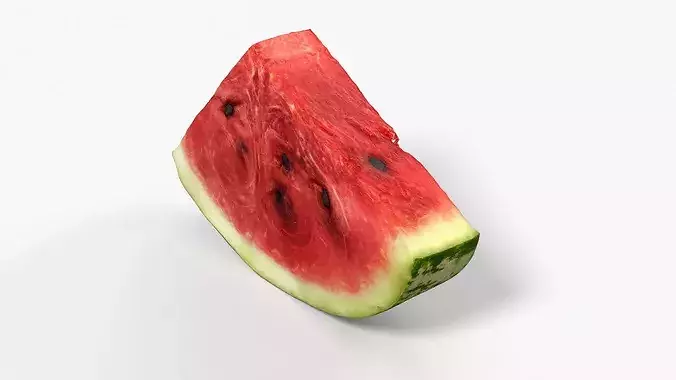 Fresh Cut Watermelon Wedge with Rind 3D model 6