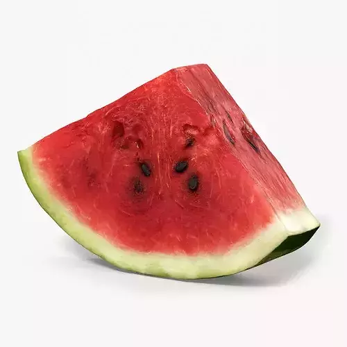 Fresh Cut Watermelon Wedge with Rind 3D model