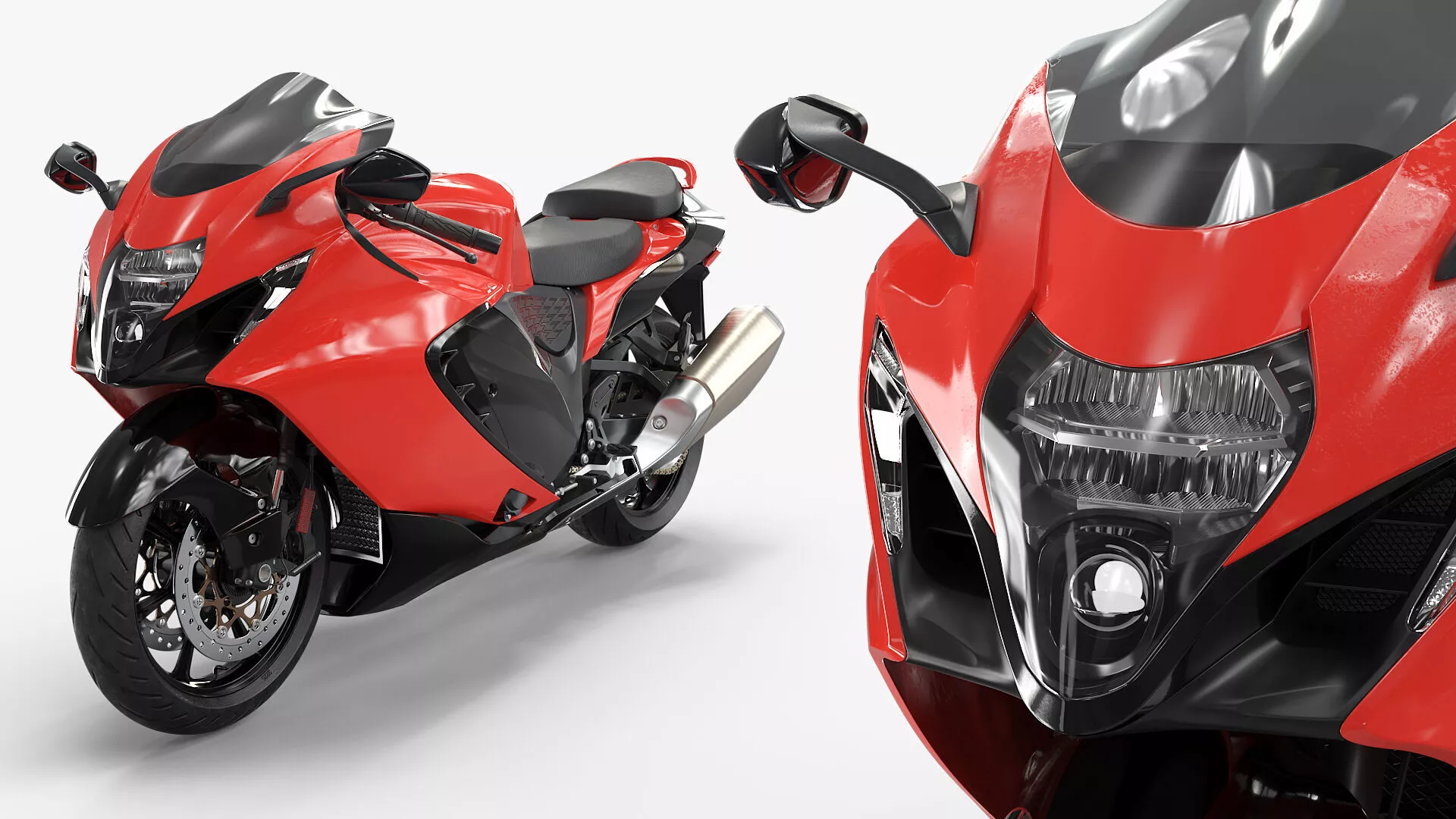 Sport-Touring Motorcycle Red Black Rigged 3D model
