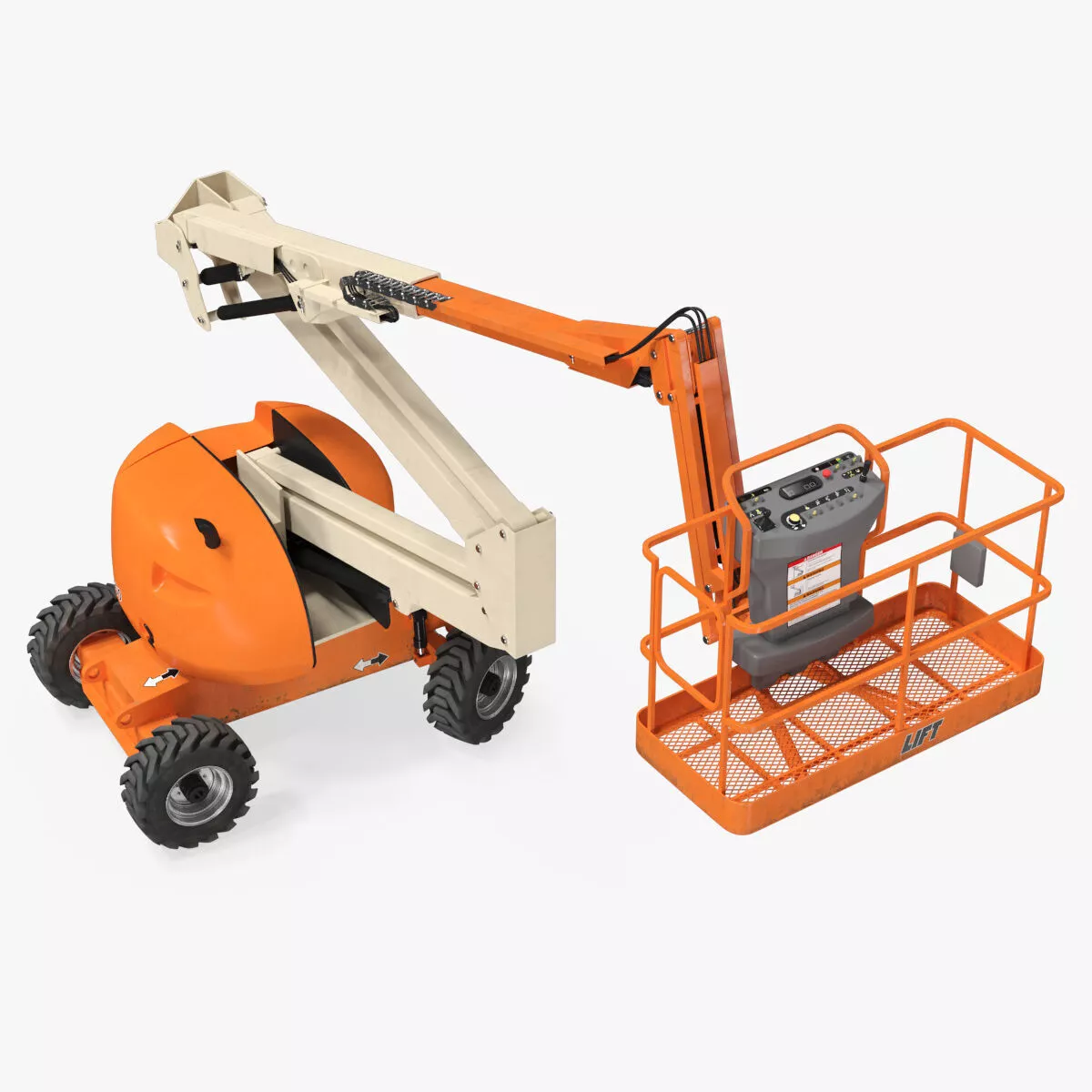 Telescopic Arm Work Platform Lift Orange Rigged 3D model