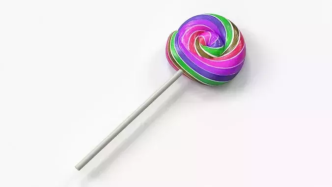 Spiral Lollipop Candy on Stick 3D model