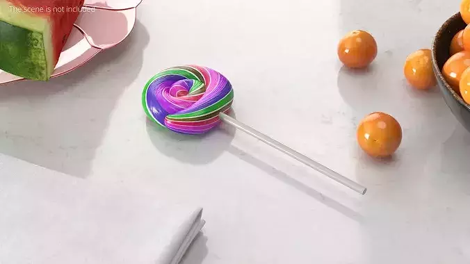 Spiral Lollipop Candy on Stick 3D model 2