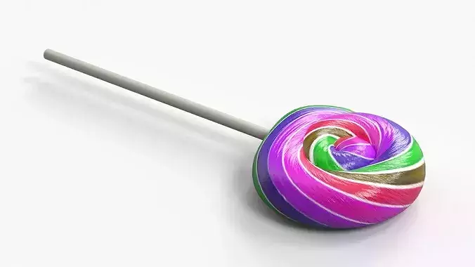 Spiral Lollipop Candy on Stick 3D model 6