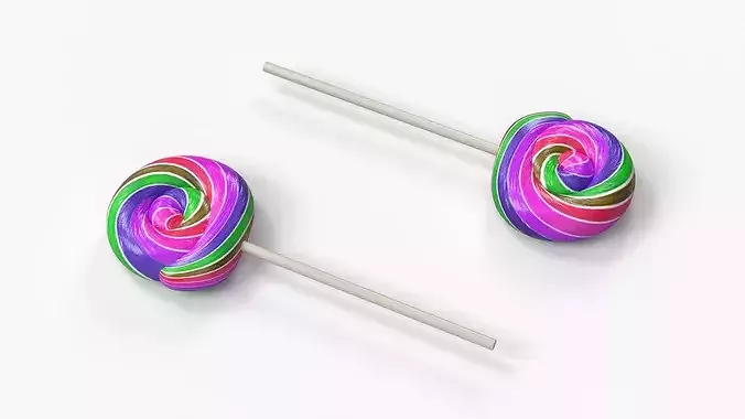 Spiral Lollipop Candy on Stick 3D model 3
