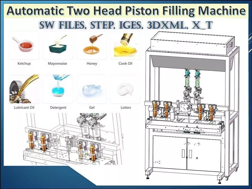 Automatic Two Head Piston Filling Machine 3D CAD Model 3D model
