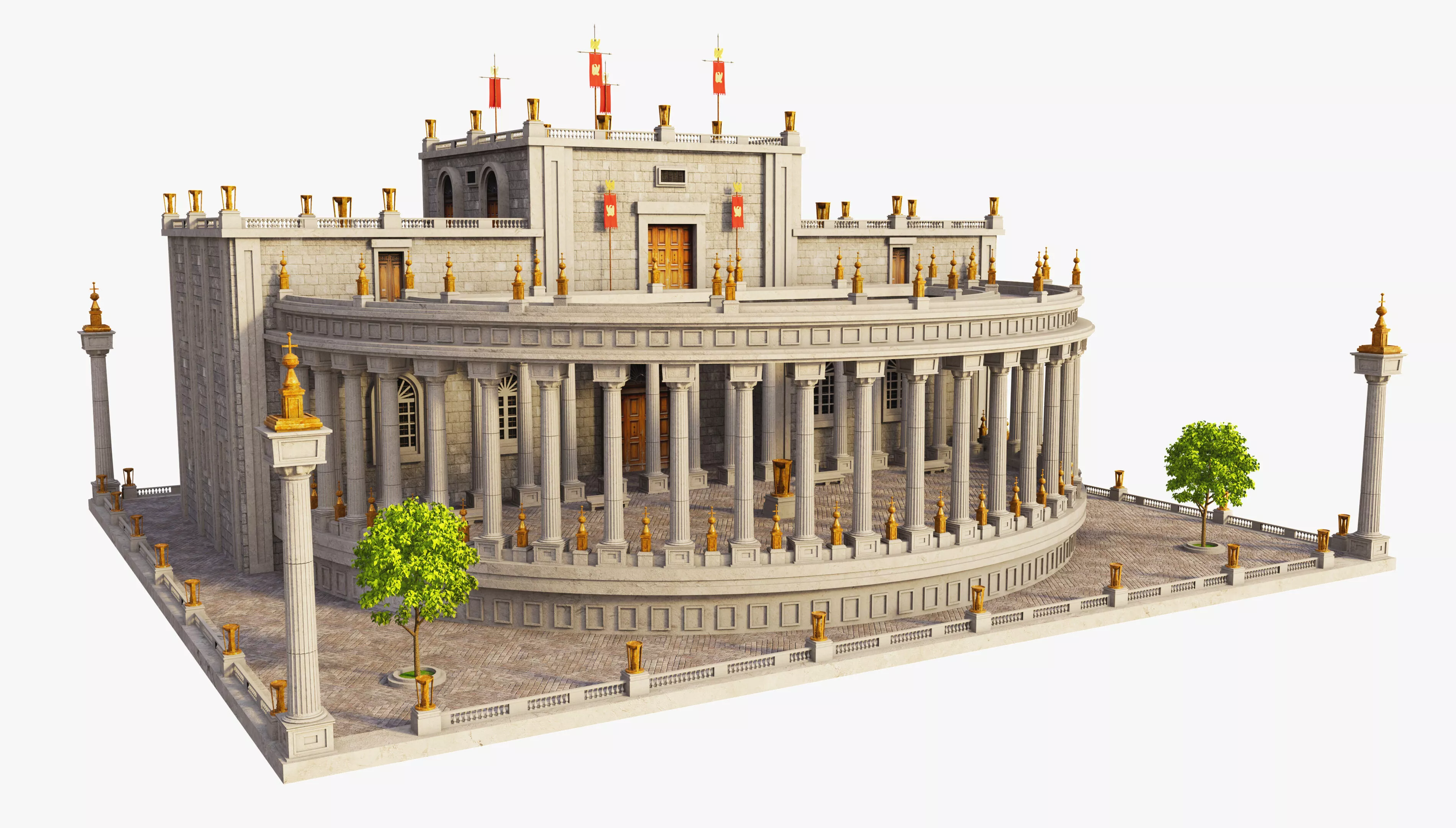 Oval Roman Temple Building 3D model