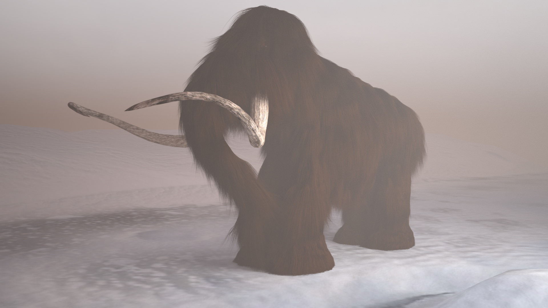 Mammoth woolly with long tusks 3D model_6
