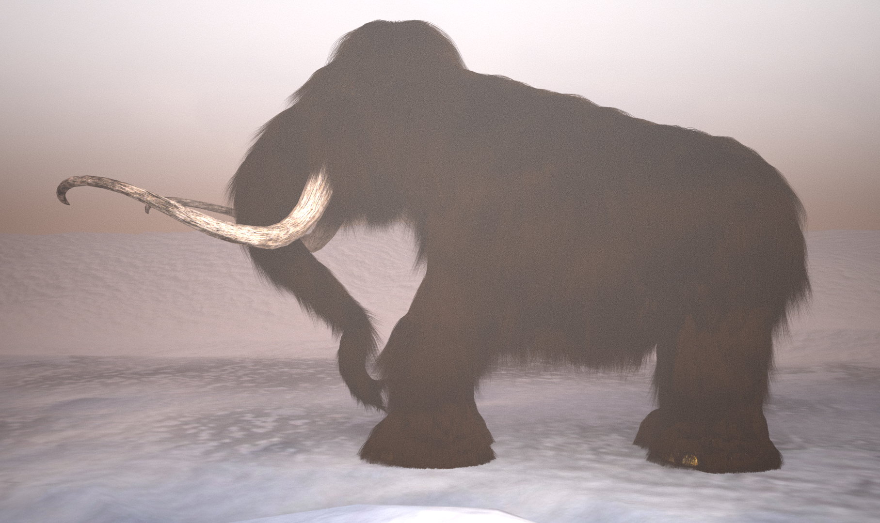 Mammoth woolly with long tusks 3D model_7