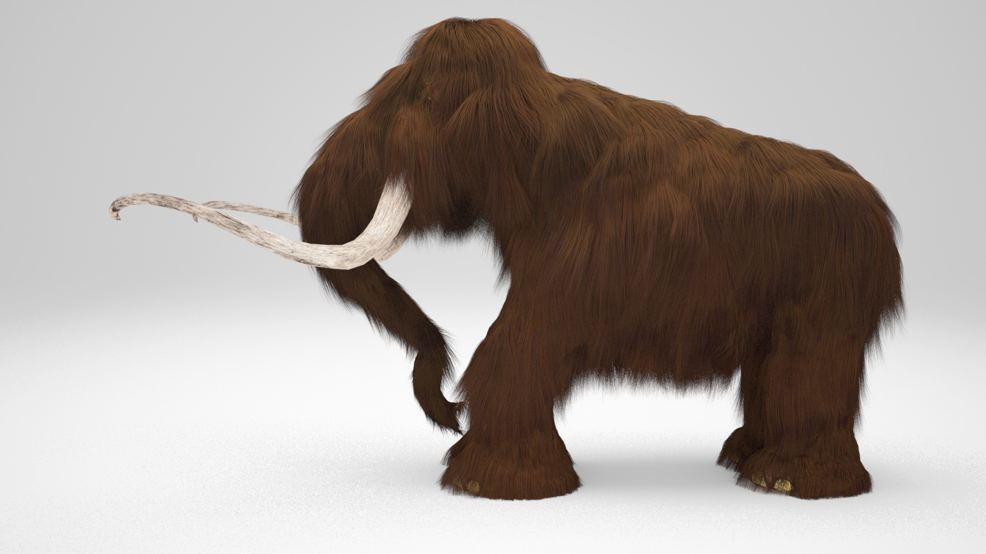 Mammoth woolly with long tusks 3D model_2