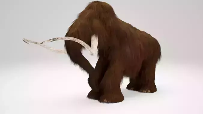 Mammoth woolly with long tusks 3D model
