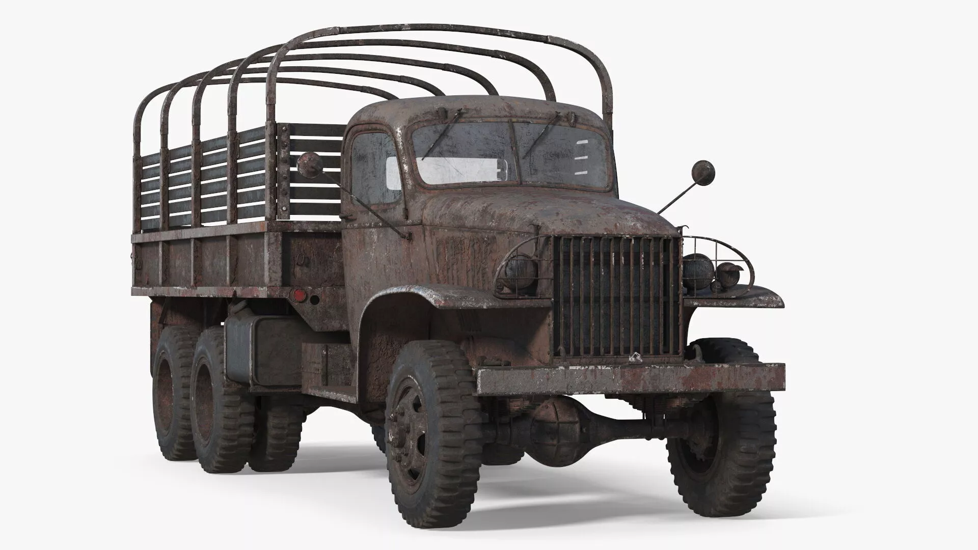 Classic WW2 Supply Truck Worn Rusted Rigged 3D model