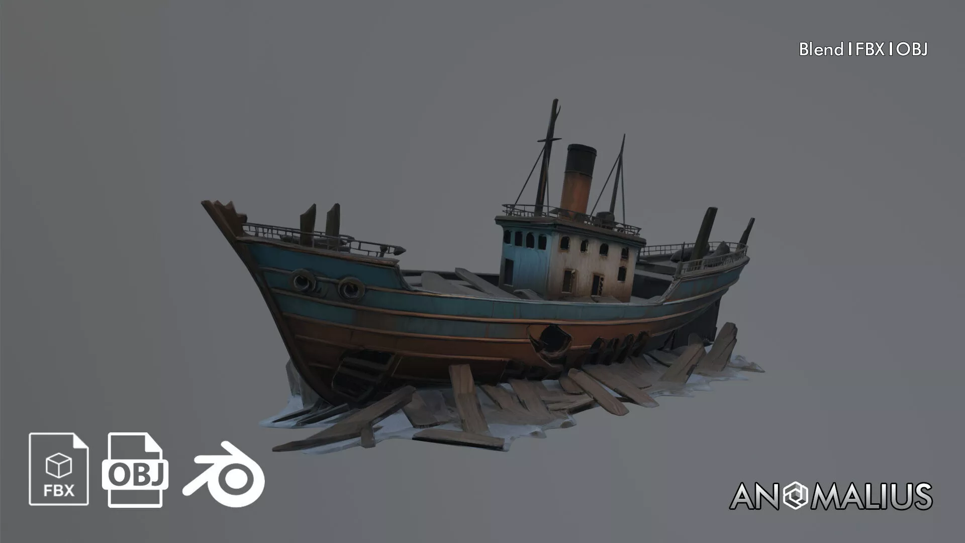 boat shipwreck Free 3D model