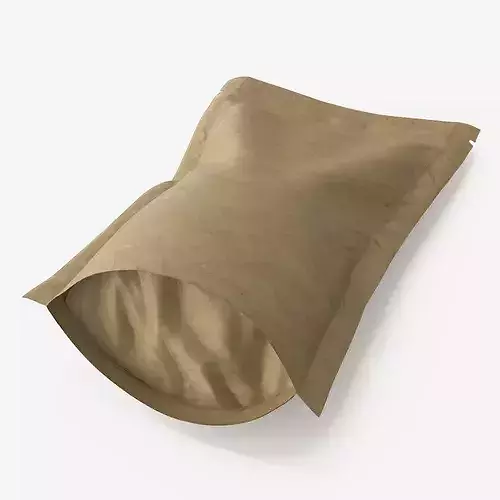 Eco-Friendly Stand-Up Pouch with Zipper Brown 3D model 5