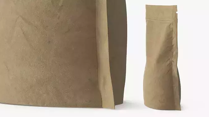 Eco-Friendly Stand-Up Pouch with Zipper Brown 3D model 6