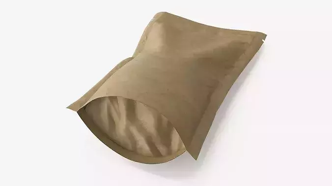 Eco-Friendly Stand-Up Pouch with Zipper Brown 3D model 2