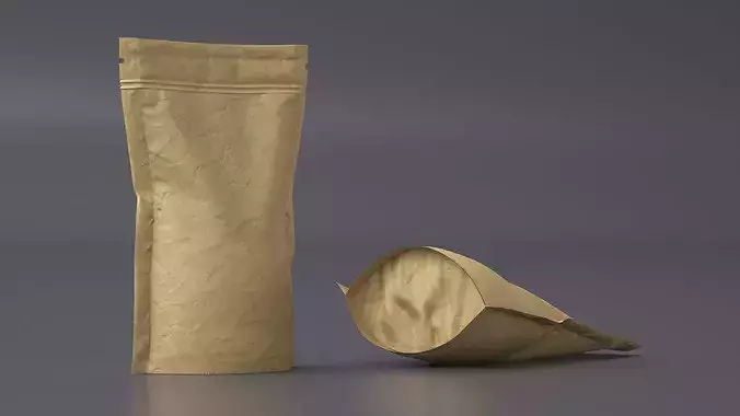 Eco-Friendly Stand-Up Pouch with Zipper Brown 3D model