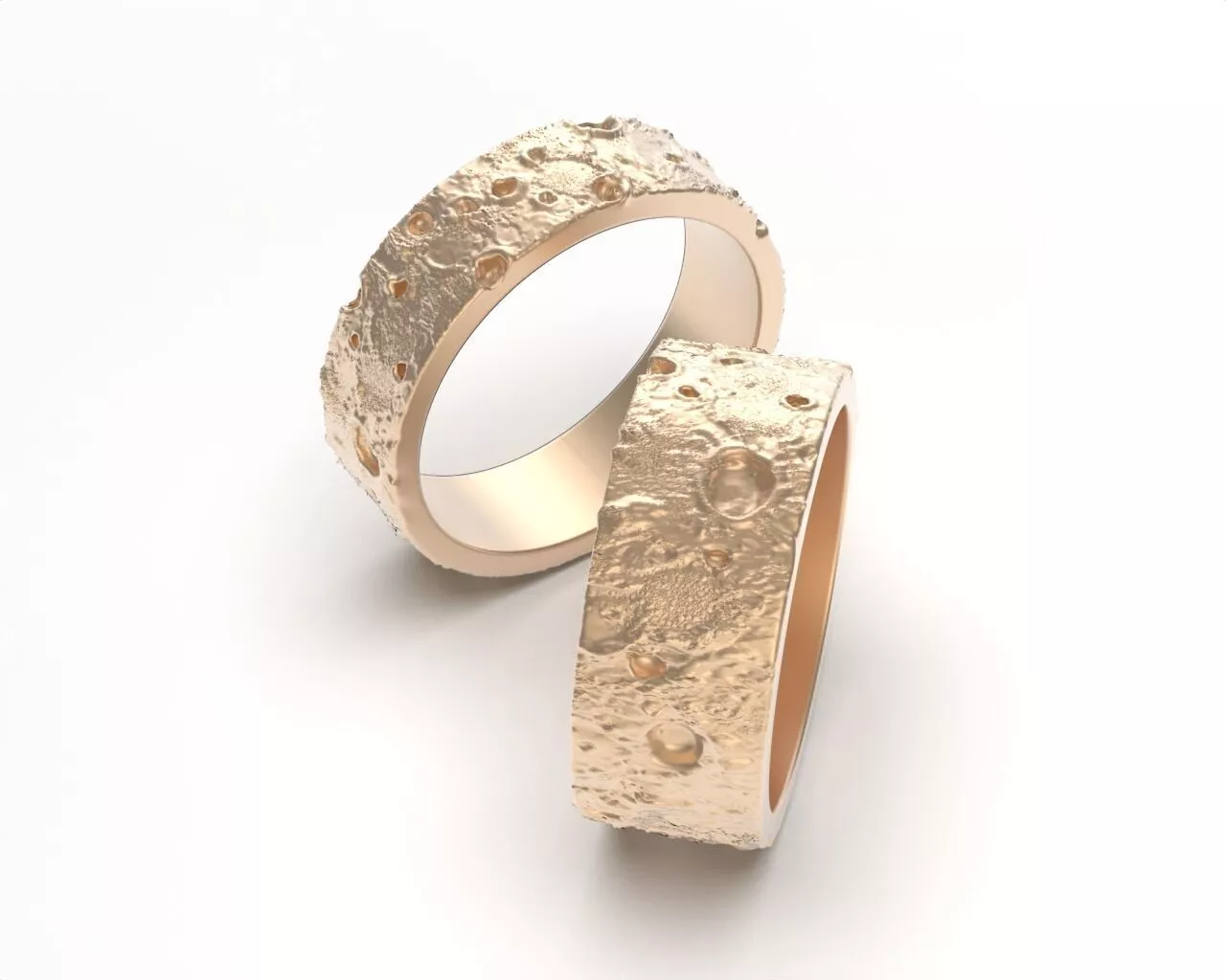 Moon Surface Wedding Rings 3D print model