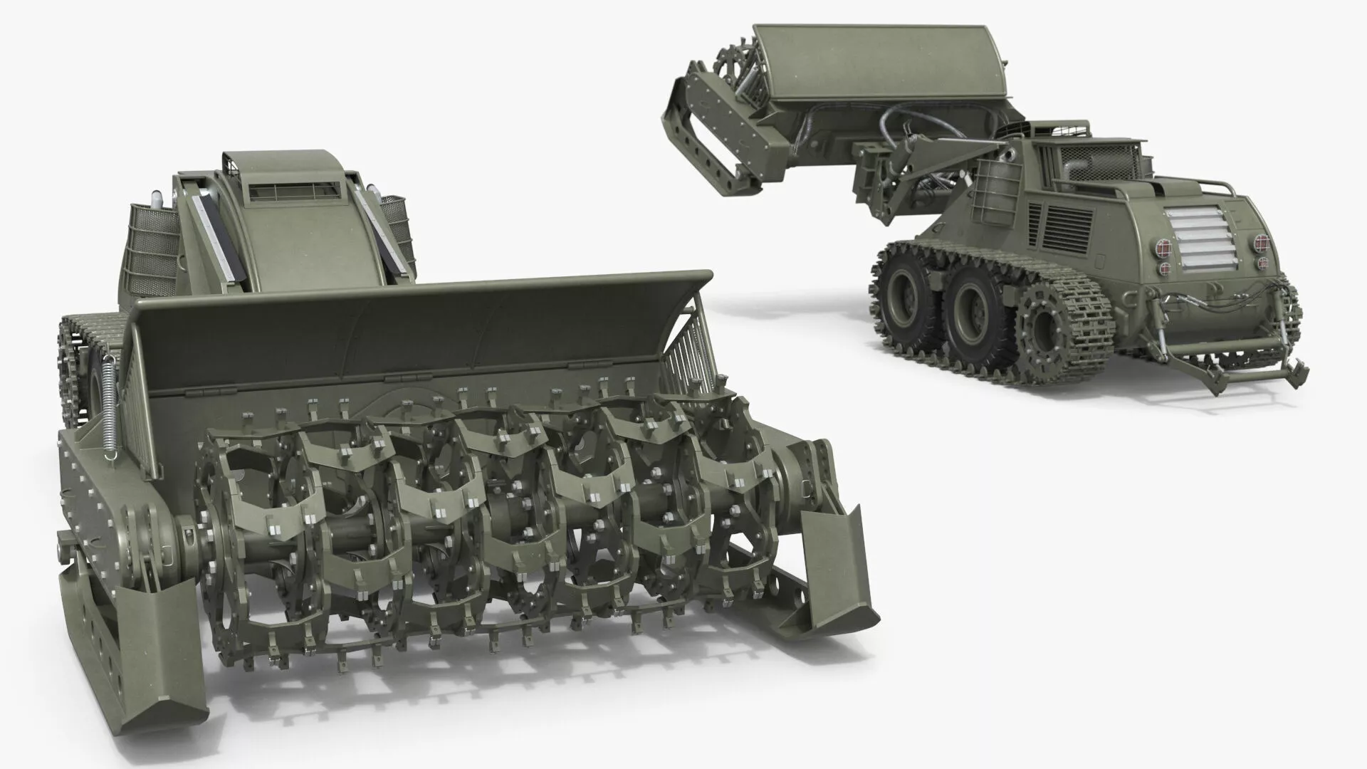 Unmanned Engineering Vehicle for Demining Operations Rigged Maya 3D model