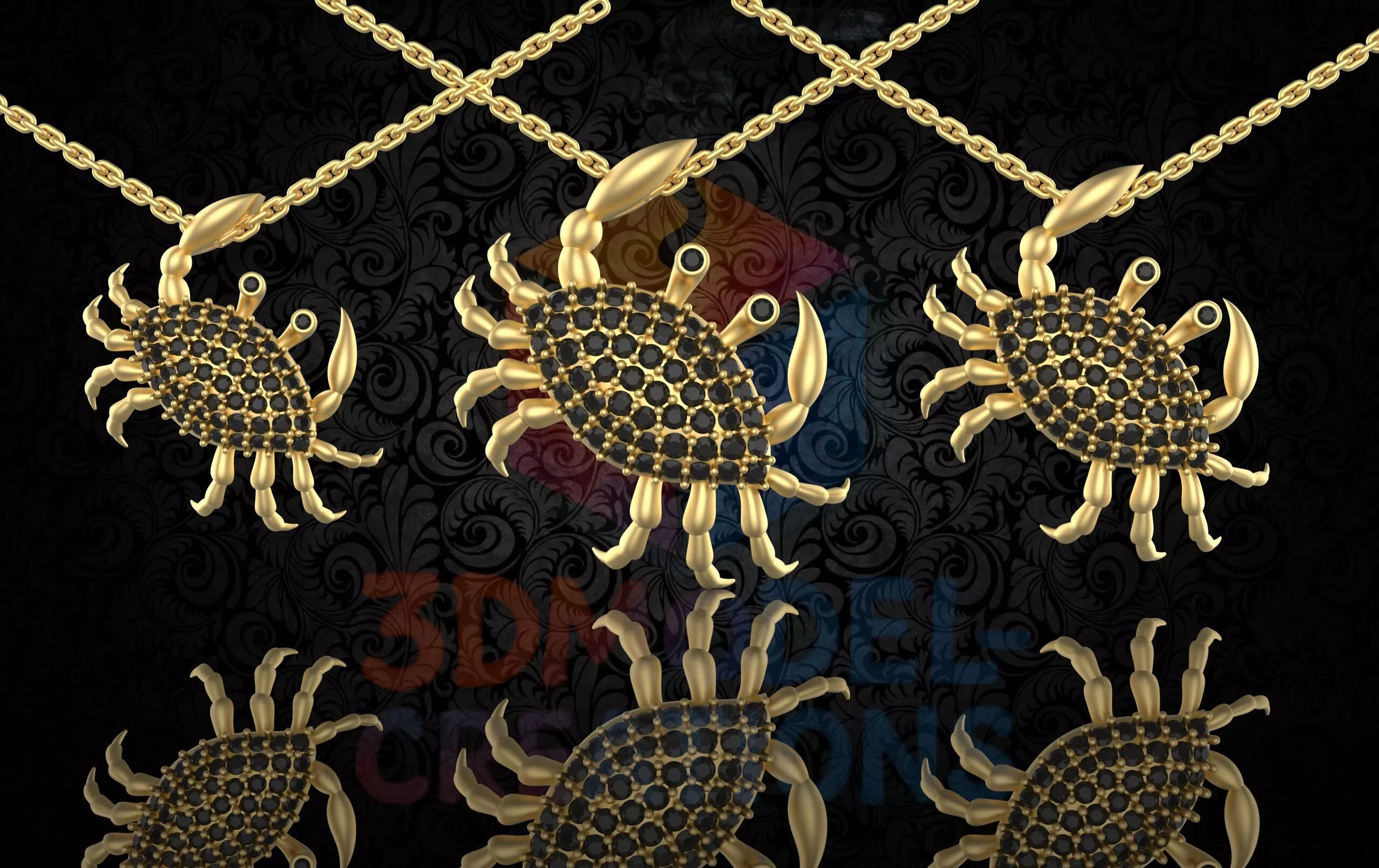 18K Gold Plated Crab Pendant-SBPS002 3D print model