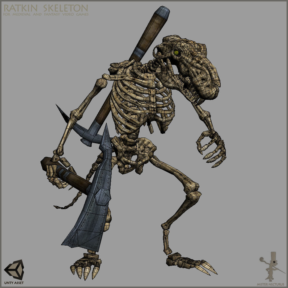 Ratkin Skeleton Low-poly 3D model_8