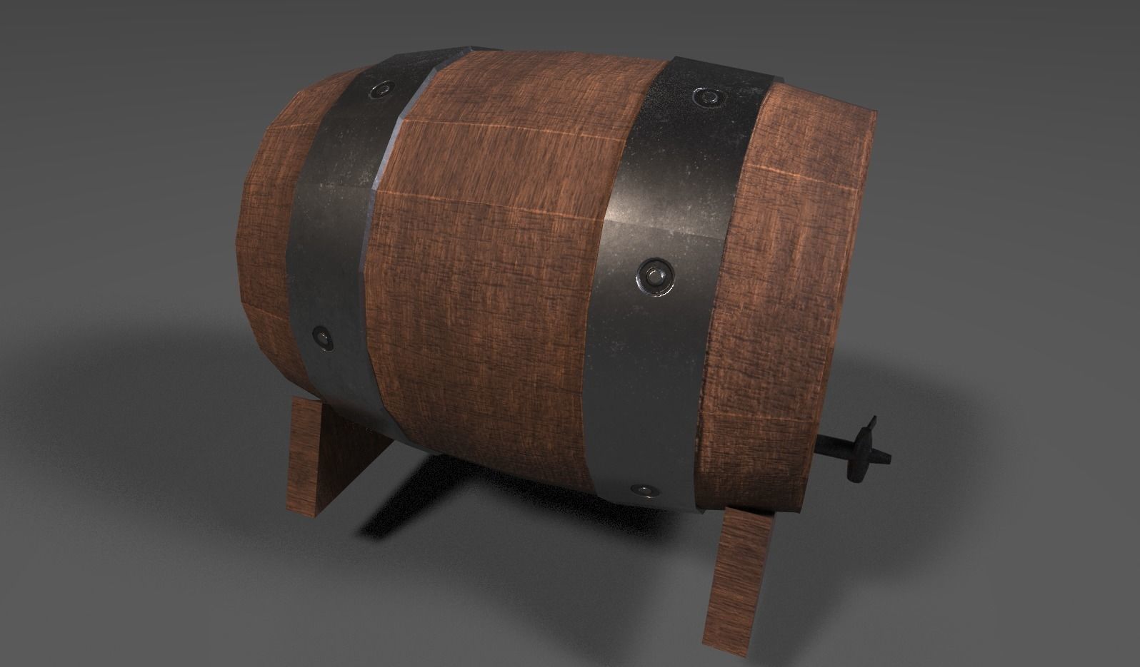 Wooden Keg Low-poly 3D model_2