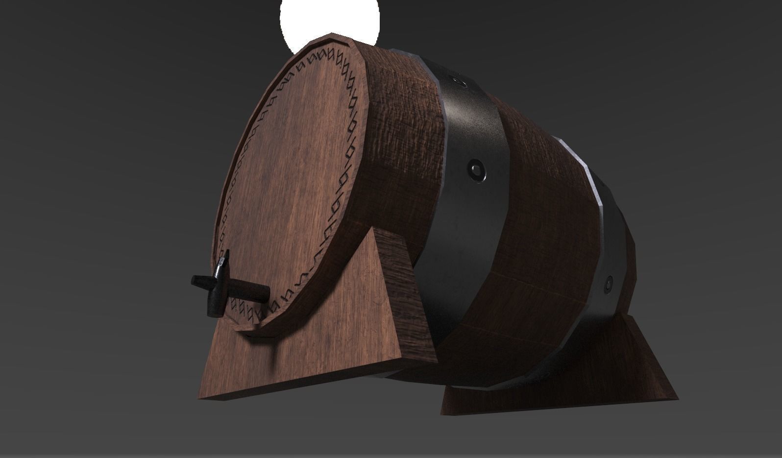 Wooden Keg Low-poly 3D model_1