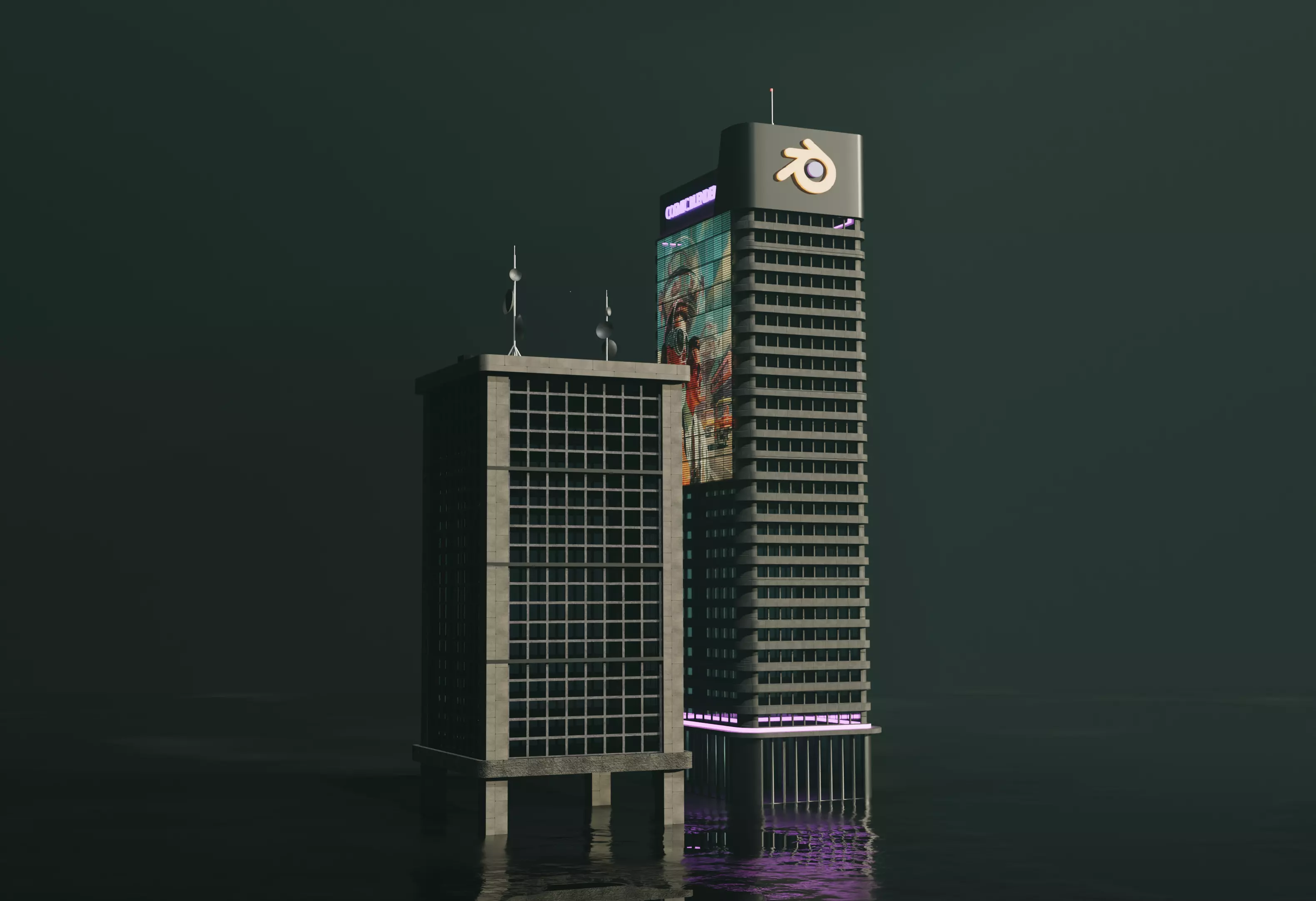 Cyberpunk Sci Fi Modular Building Pack 3D model