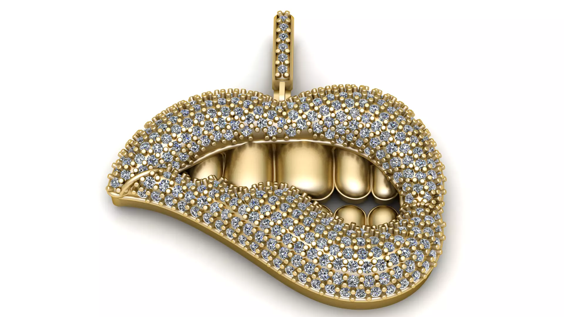 Iced-Out Diamond Lips Pendant 3D print model