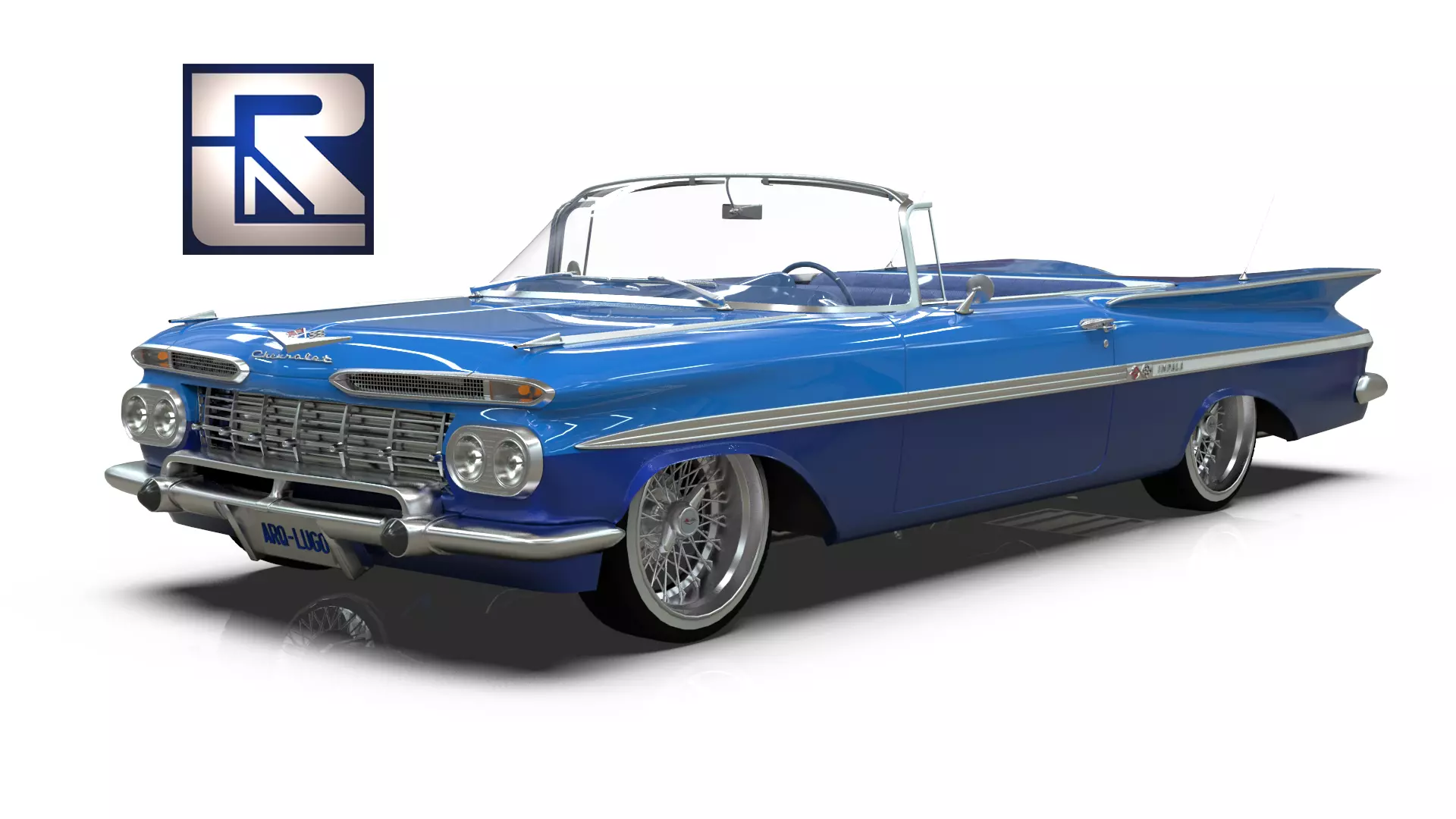 1959 Chevrolet Impala with automated retractable roof system 3D model
