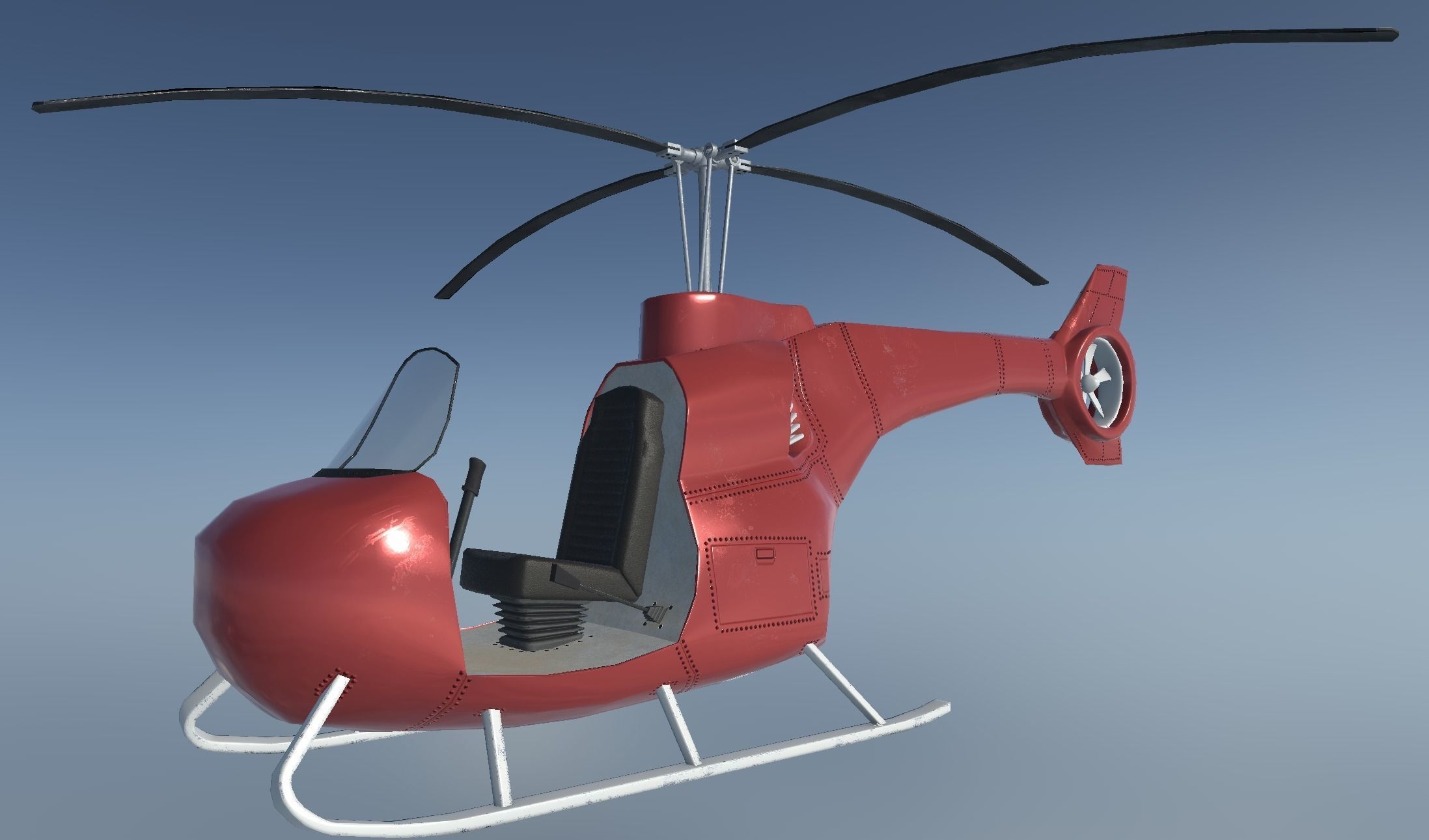 Single-seat helicopter Low-poly 3D model