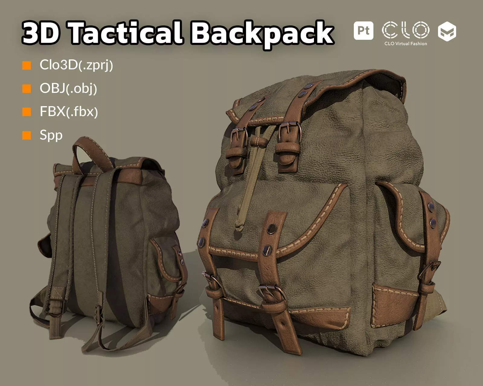 Tactical Backpack 3D Asset Low-poly 3D model