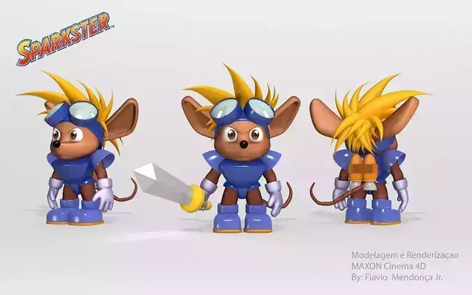 Rocket Knight Sparkster Low-poly 3D model