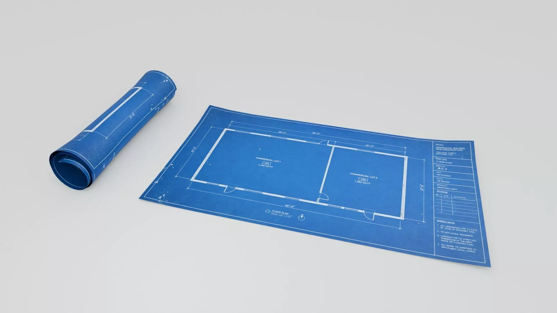 Blueprints Free low-poly 3D model