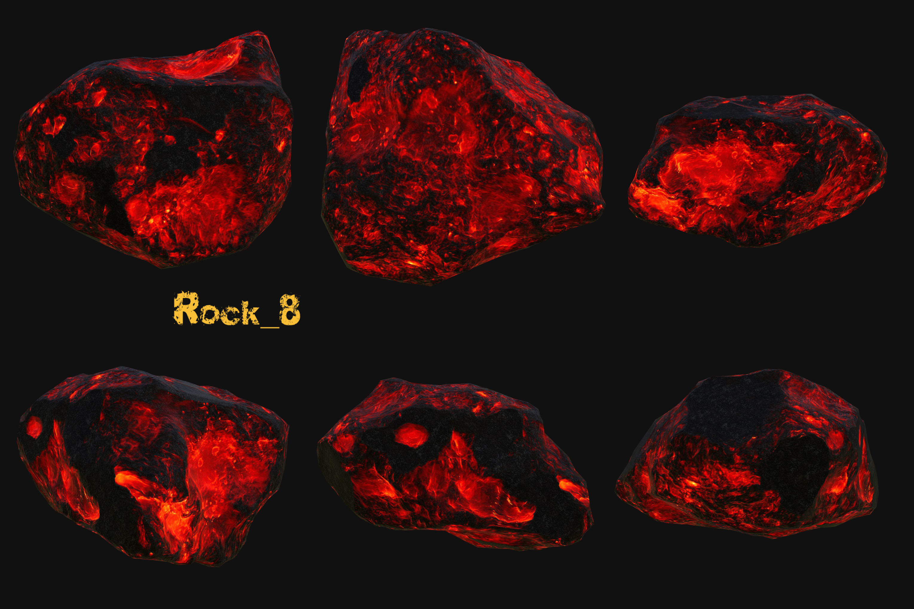 lava rocks Low-poly 3D model_8