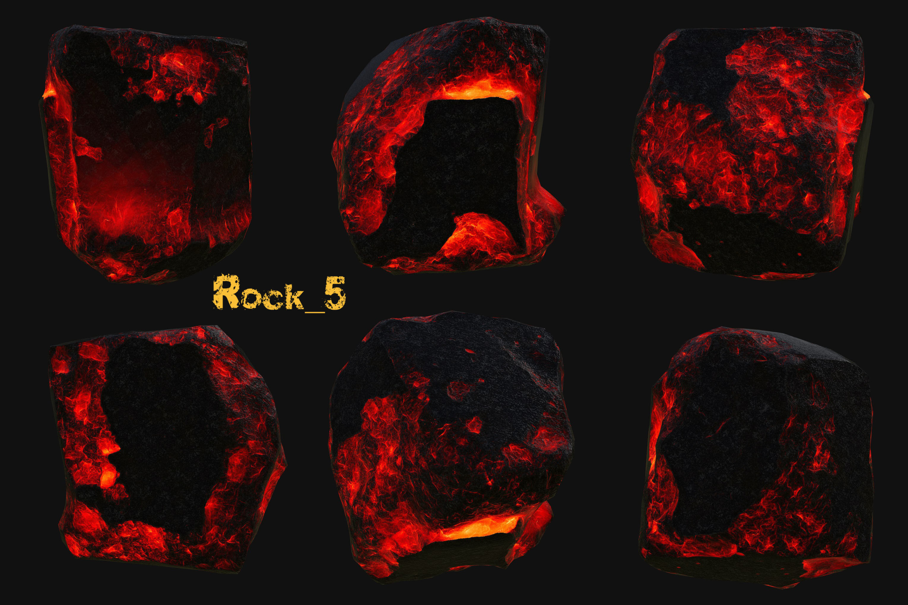 lava rocks Low-poly 3D model_5