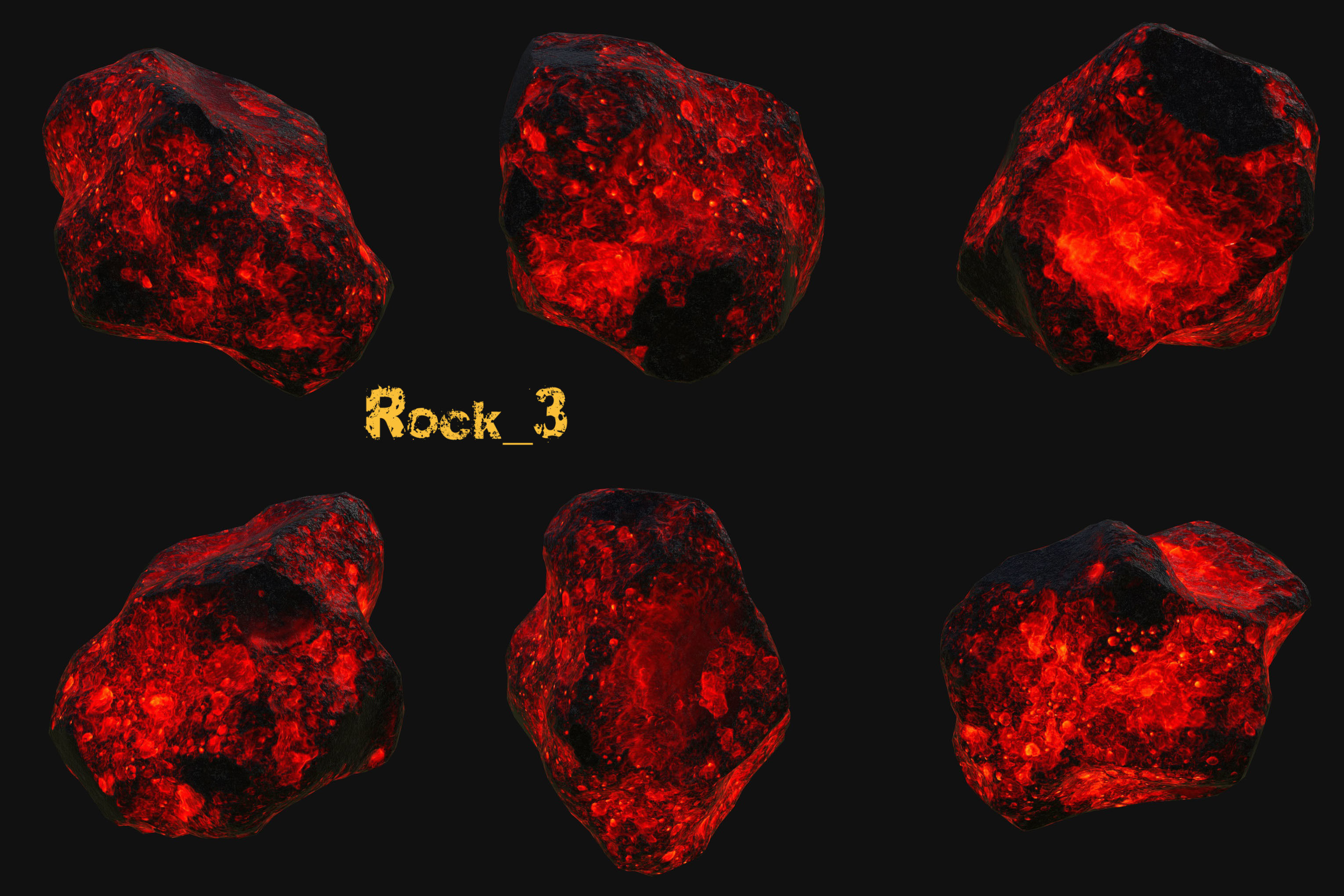 lava rocks Low-poly 3D model_3