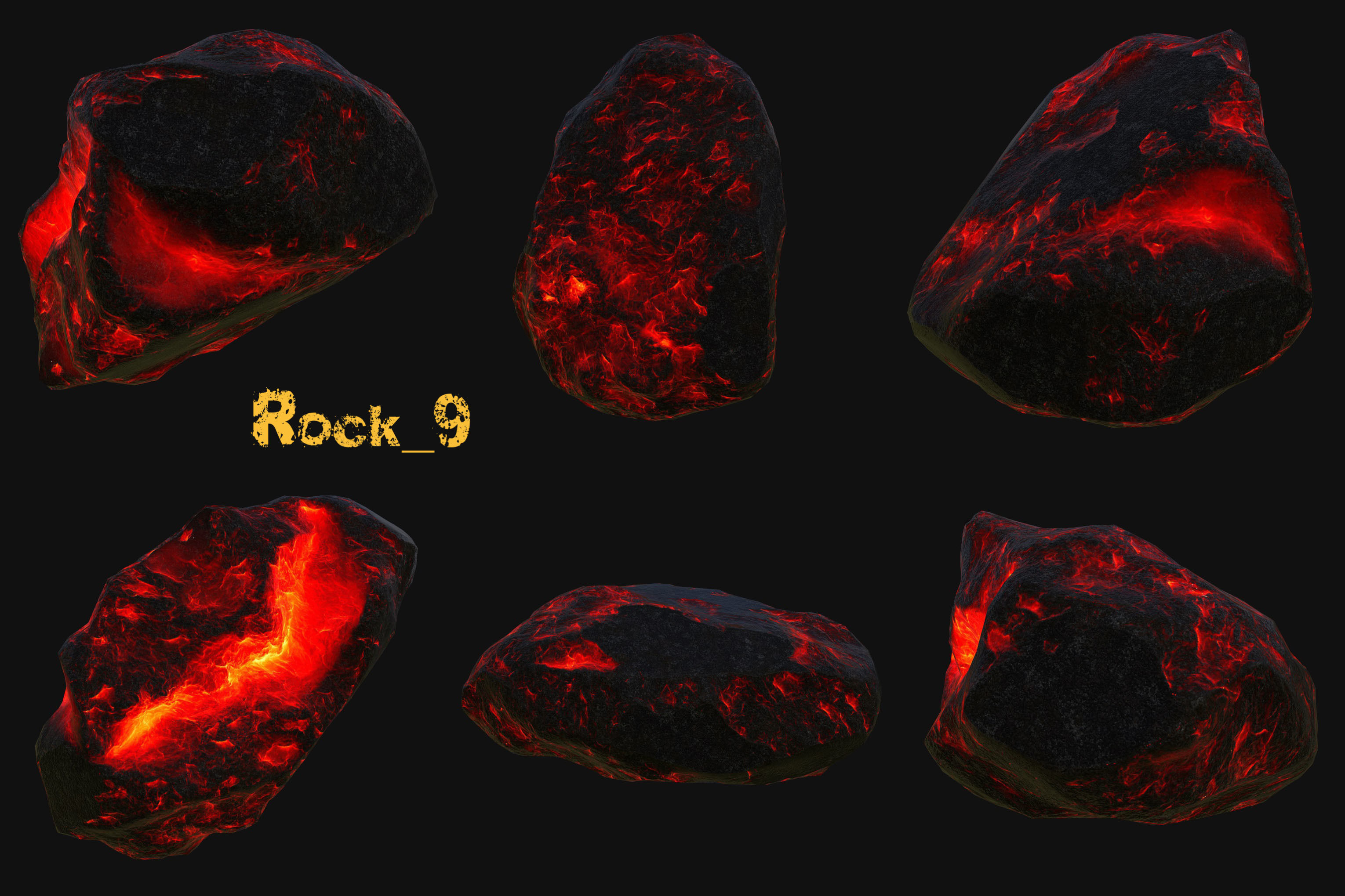 lava rocks Low-poly 3D model_9