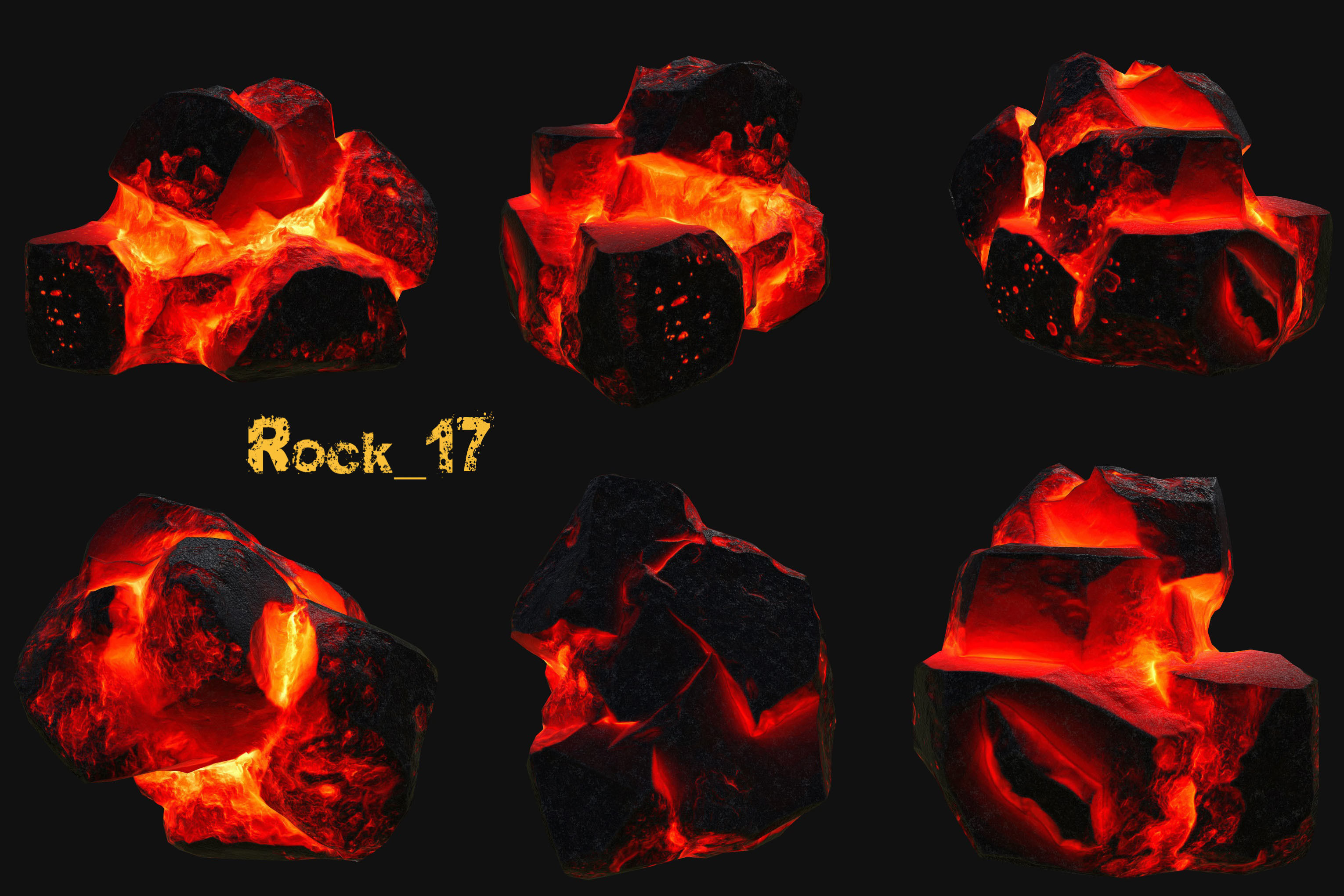 lava rocks Low-poly 3D model_17
